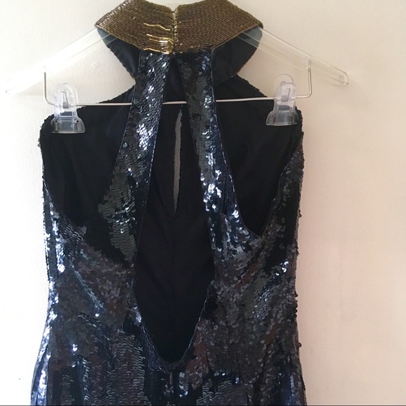 Vintage Black Cocktail Dress With Bronze Beads - Picture 5 of 6